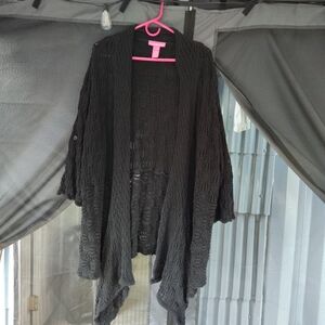 Woman Within Black Asymmetrical Shrug